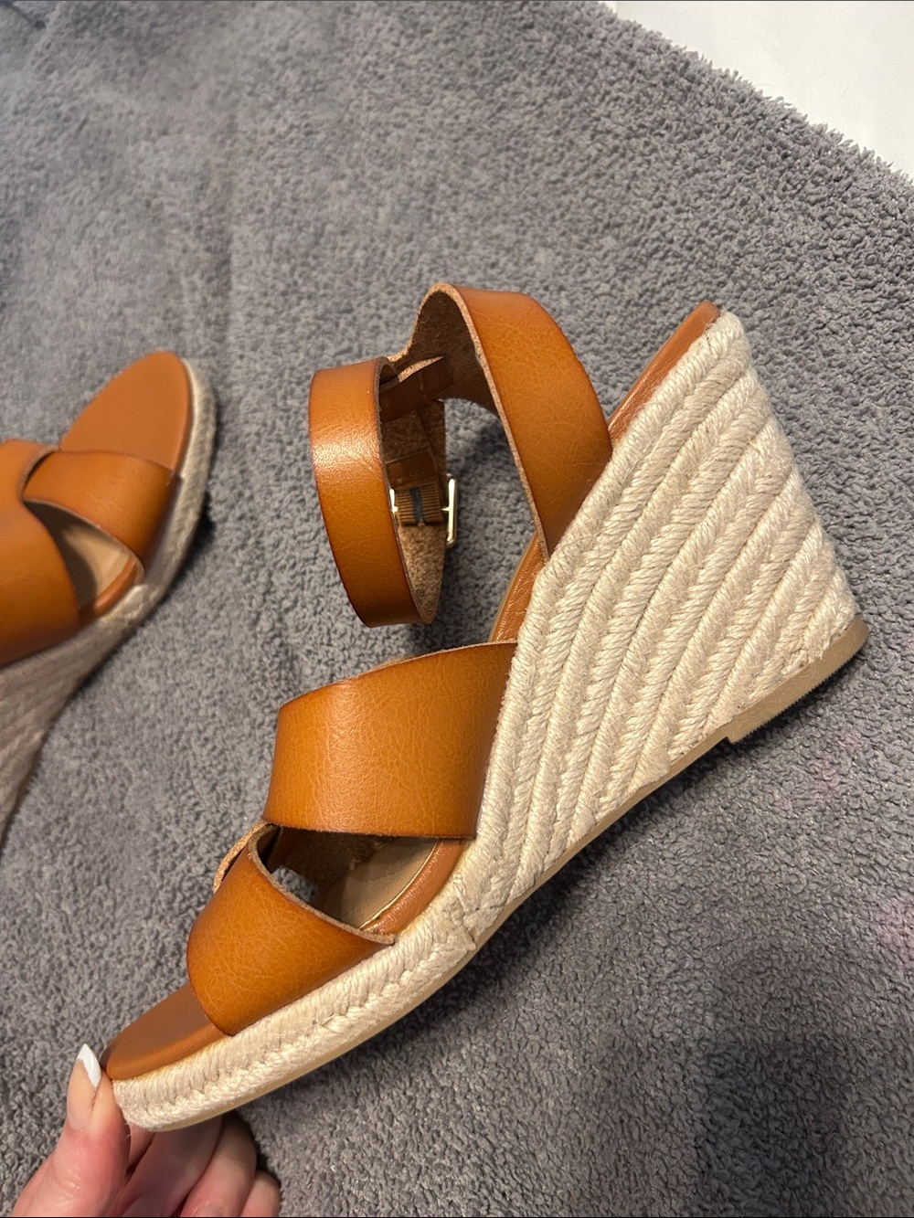 Women’s Old Navy Tan Espadrille Wedge Sandals with Ankle Strap